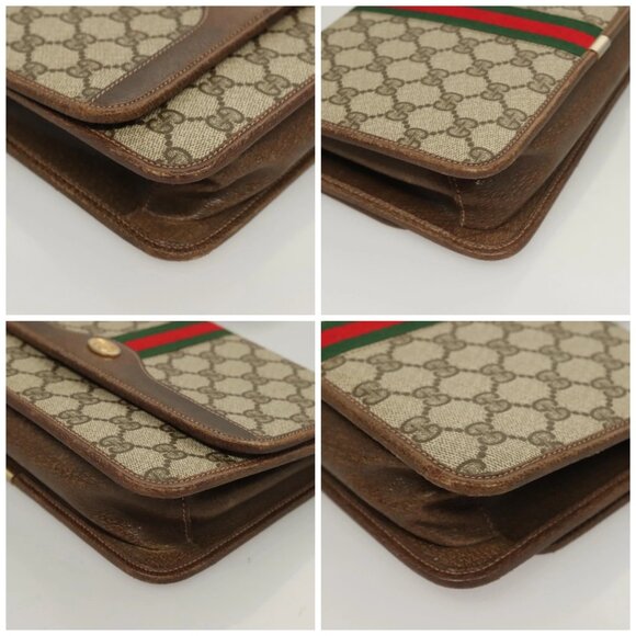 GUCCI GG Supreme Web Sherry Line Shoulder Bag PVC Beige Gold Auth BA3785 - Picture 16 of 16